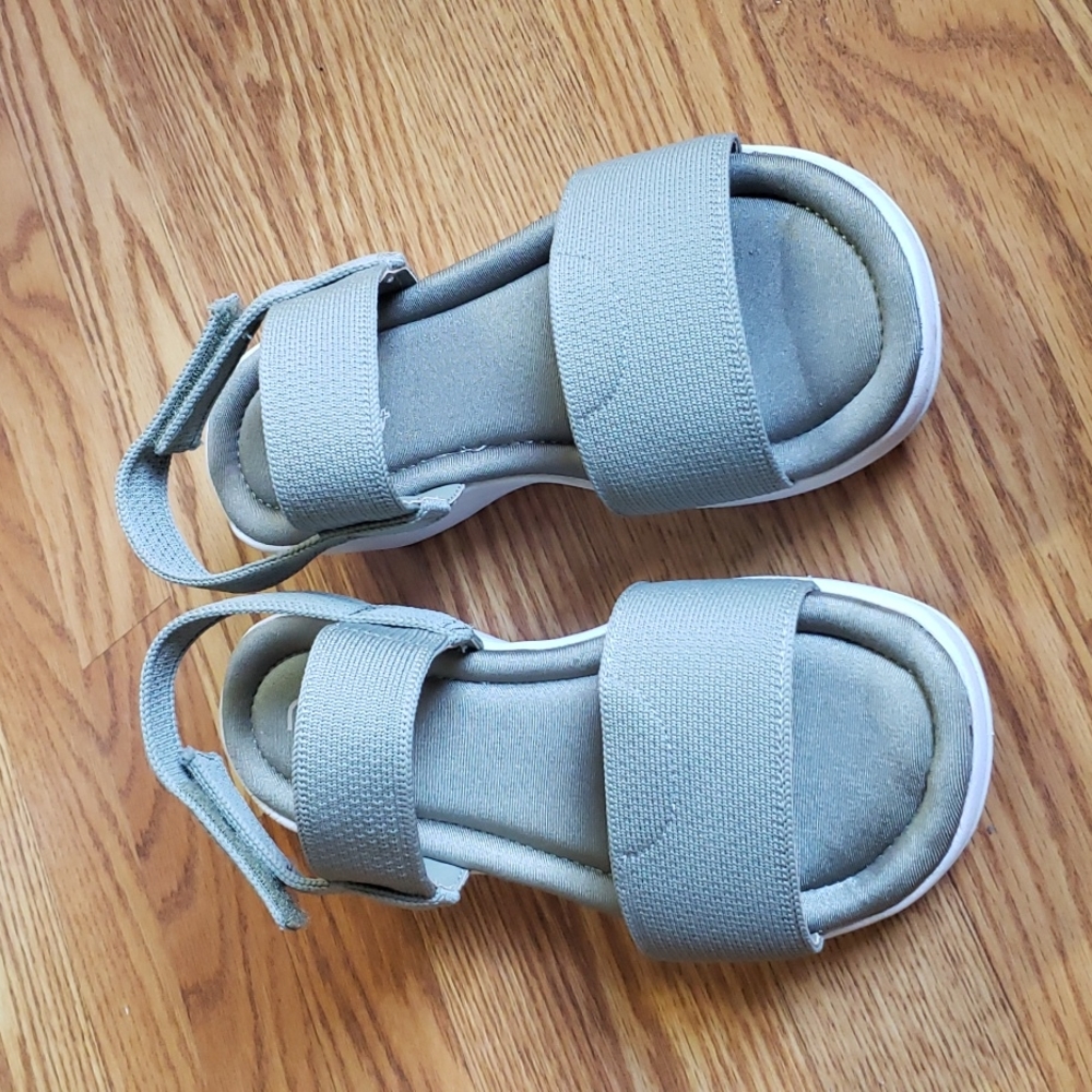 Ryka Azara Wedge Sandals Strappy Stretch Knit, sz 8.5W, moss